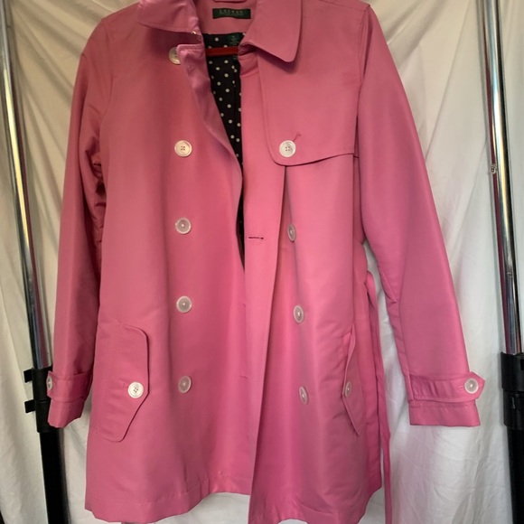 Ralph Lauren Pink Button Down Trench Jacket Coat - Picture 6 of 6